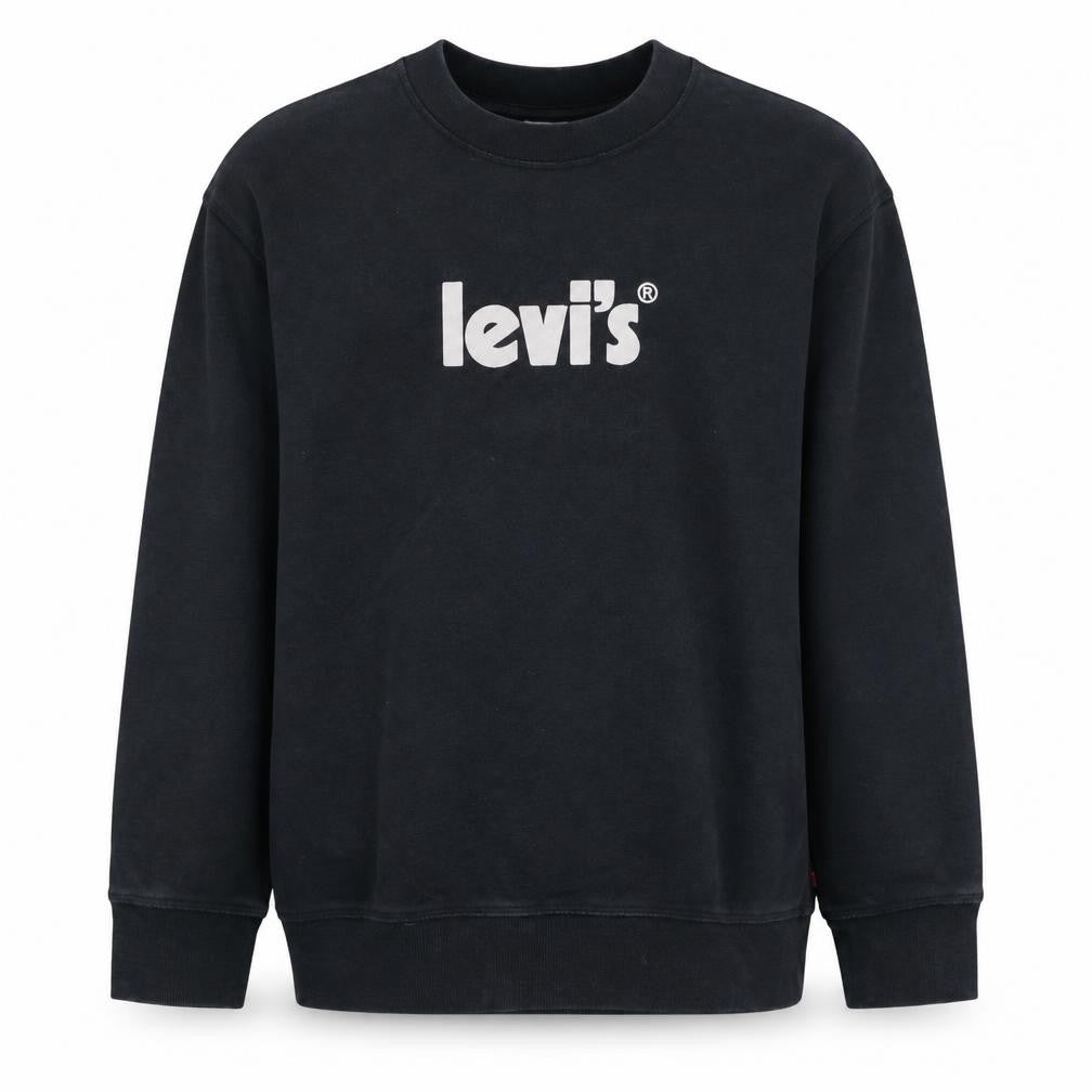 Front view of Levi's men’s black xs graphic logo crew neck sweatshirt