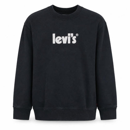 Front view of Levi's men’s black xs graphic logo crew neck sweatshirt