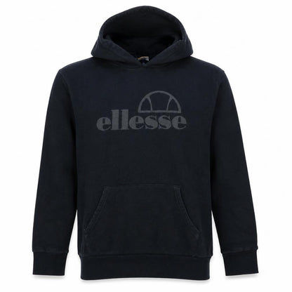 Front view of Ellesse Men Black S Pullover Hoodie Classic Logo Cotton Sweatshirt