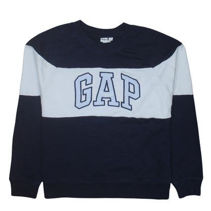 GAP Women Navy Blue Colourblock Cotton Sweatshirt M