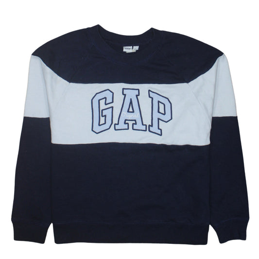GAP Women Navy Blue Colourblock Cotton Sweatshirt M