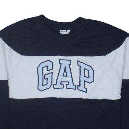 GAP Women Navy Blue Colourblock Cotton Sweatshirt M