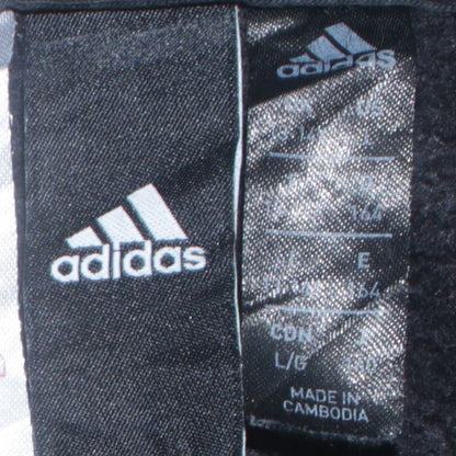 Adidas Boys Black Pullover Hoodie L Fleece Hooded Sweatshirt