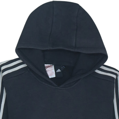 Adidas Boys Black Pullover Hoodie L Fleece Hooded Sweatshirt