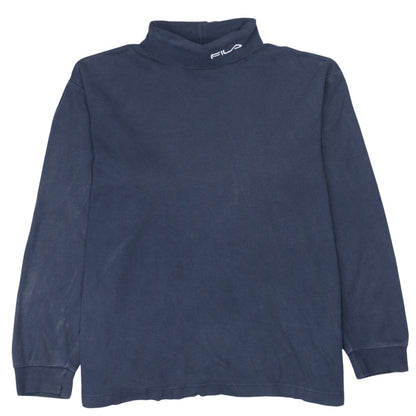 Fila Men's Blue Cotton Mock Neck Pullover Sweatshirt XL