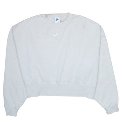 Nike Women Beige XS Pullover Crew Neck Sweatshirt Cotton Blend