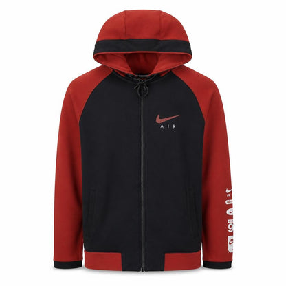 Front view of Nike Men’s Black Red Air Full Zip Hoodie, size S, Sportswear