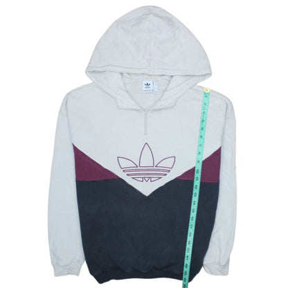Adidas Women’s Beige & Navy Colourblock Hoodie Size 8 Full Zip Cotton Blend