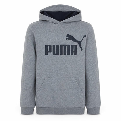 Front view of Puma boys’ grey pullover hoodie 13-14 years fleece logo sweatshirt