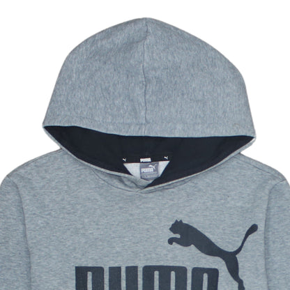 Puma Boys Grey Pullover Hoodie 13-14 Years Fleece Logo Sweatshirt