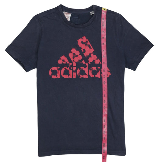 Adidas Boys Blue Graphic Logo T-Shirt 13-14 Years Sports Tee