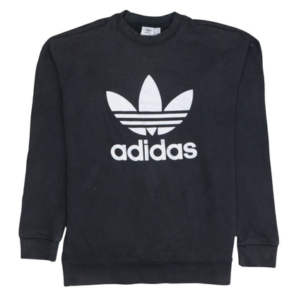Adidas Women Black Crew Neck Pullover Sweatshirt Size 14