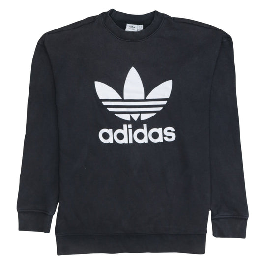 Adidas Women Black Crew Neck Pullover Sweatshirt Size 14