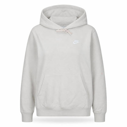 Front view of Nike Women's Beige XS Pullover Hoodie 80% Cotton Logo Print