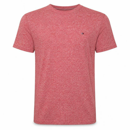 Front view of Tommy Hilfiger Denim Men's Red Crew Neck Cotton Blend T-Shirt M