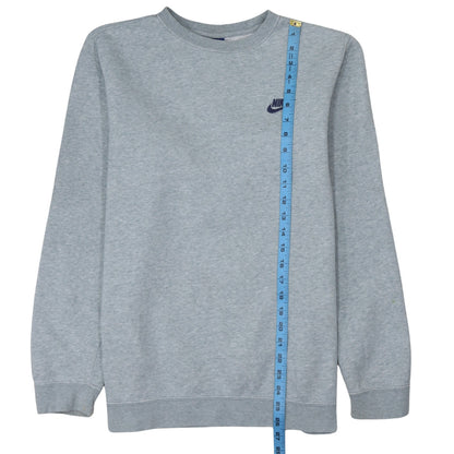 Nike Men's Grey Pullover Sweatshirt M Crew Neck Fleece Regular Fit