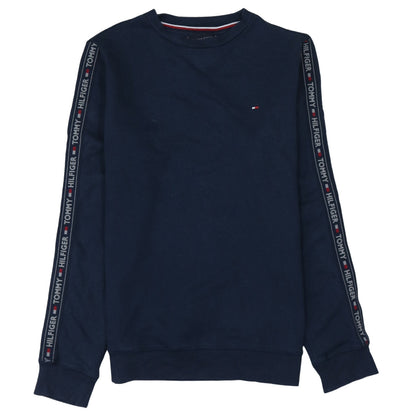 Tommy Hilfiger Men Blue Crew Neck Logo Tape Sweatshirt Size S