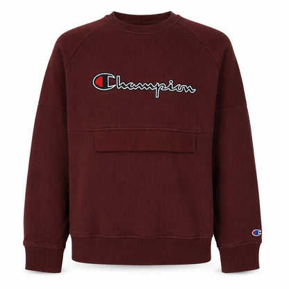 Champion Men's Brown Embroidered Logo Pullover Sweatshirt M