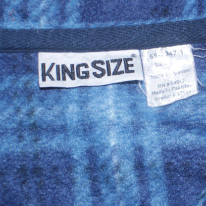 KingSize Men's Blue Check Fleece Full Zip Jacket 3XL