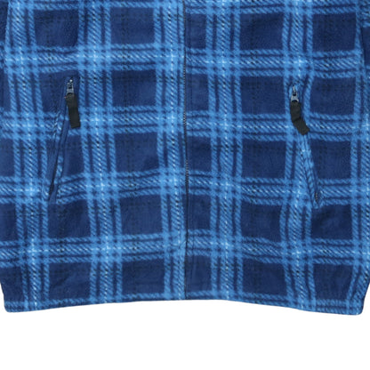 KingSize Men's Blue Check Fleece Full Zip Jacket 3XL