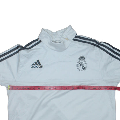 Adidas Mens White Real Madrid 1/4 Zip Football Sweatshirt M