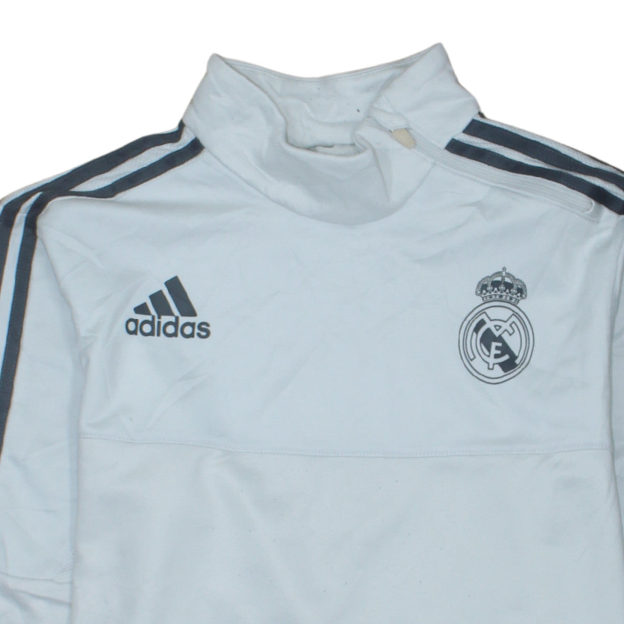 Adidas Mens White Real Madrid 1/4 Zip Football Sweatshirt M