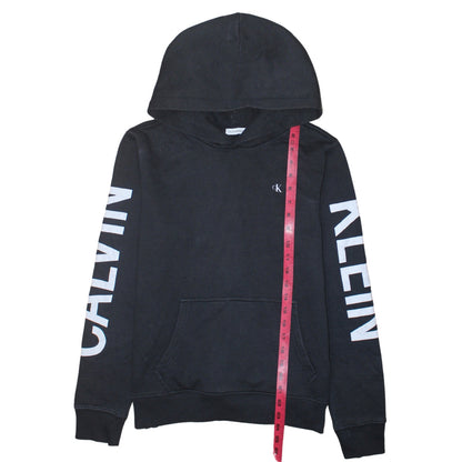 Calvin Klein Jeans Womens Black Hoodie Size 16 Pullover Logo Cotton Blend