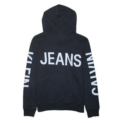 Calvin Klein Jeans Womens Black Hoodie Size 16 Pullover Logo Cotton Blend