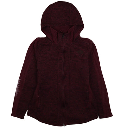 The North Face Womens Burgundy Full Zip Hoodie Size S Fleece Lined Outdoor