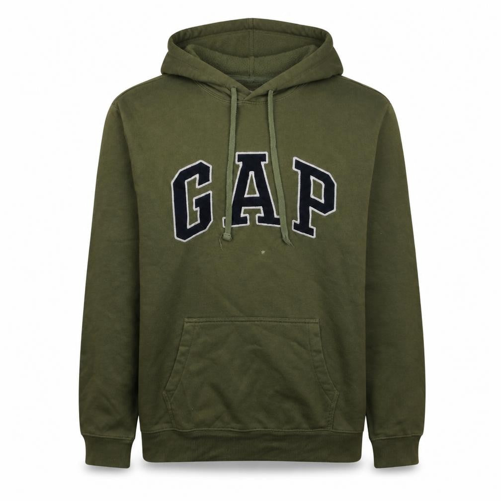Gap Men’s Green Pullover Hoodie L Logo Fleece Sweatshirt