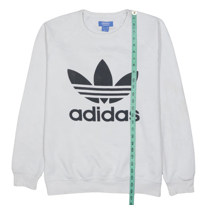 Adidas Men's White Crew Neck Logo Pullover Sweatshirt Size M