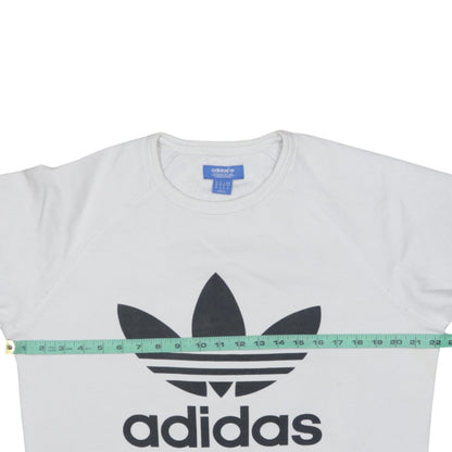 Adidas Men's White Crew Neck Logo Pullover Sweatshirt Size M