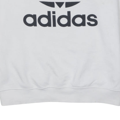 Adidas Men's White Crew Neck Logo Pullover Sweatshirt Size M