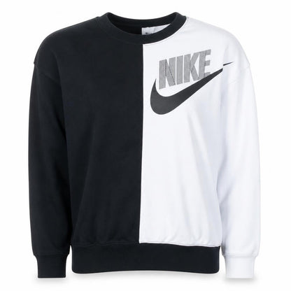 Nike Womens Black & White Pullover Sweatshirt XS Graphic Logo Crew Neck