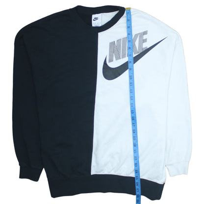 Nike Womens Black & White Pullover Sweatshirt XS Graphic Logo Crew Neck