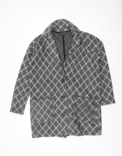 Next Petite Grey Patterned Mid-Length Coatigan Women's Size M