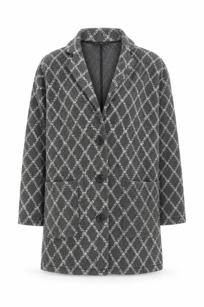 Next Petite Grey Patterned Mid-Length Coatigan Women's Size M