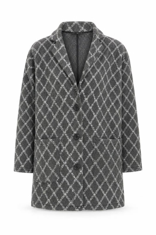 Next Petite Grey Patterned Mid-Length Coatigan Women's Size M