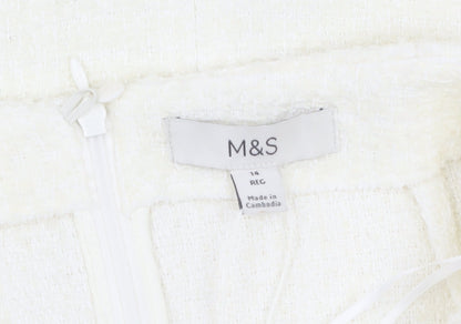 Marks and Spencer Women Ivory Midi Tweed Pencil Skirt Size 14