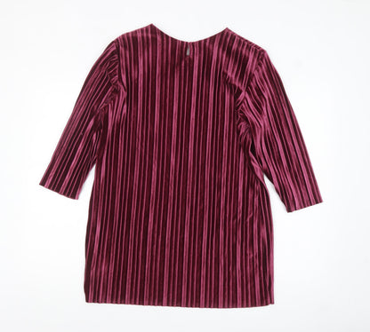 Marks and Spencer Women's Burgundy Velvet Pleated Tunic Blouse Size 14