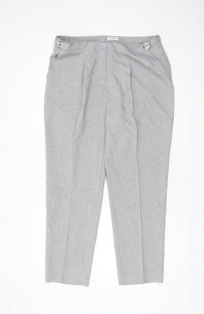 Damart Women Grey Tapered Trousers Size 18 Adjustable Waist Polyester