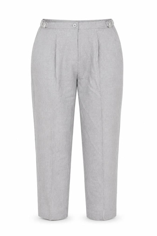 Damart Women Grey Tapered Trousers Size 18 Adjustable Waist Polyester