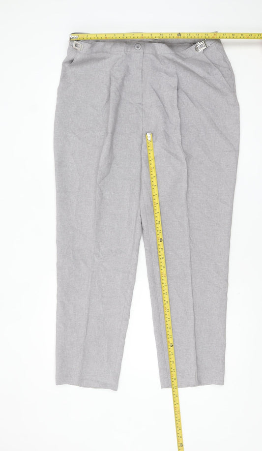Damart Women Grey Tapered Trousers Size 18 Adjustable Waist Polyester