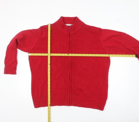 EWM Women’s Red Cotton Full Zip High Neck Jumper Size 22