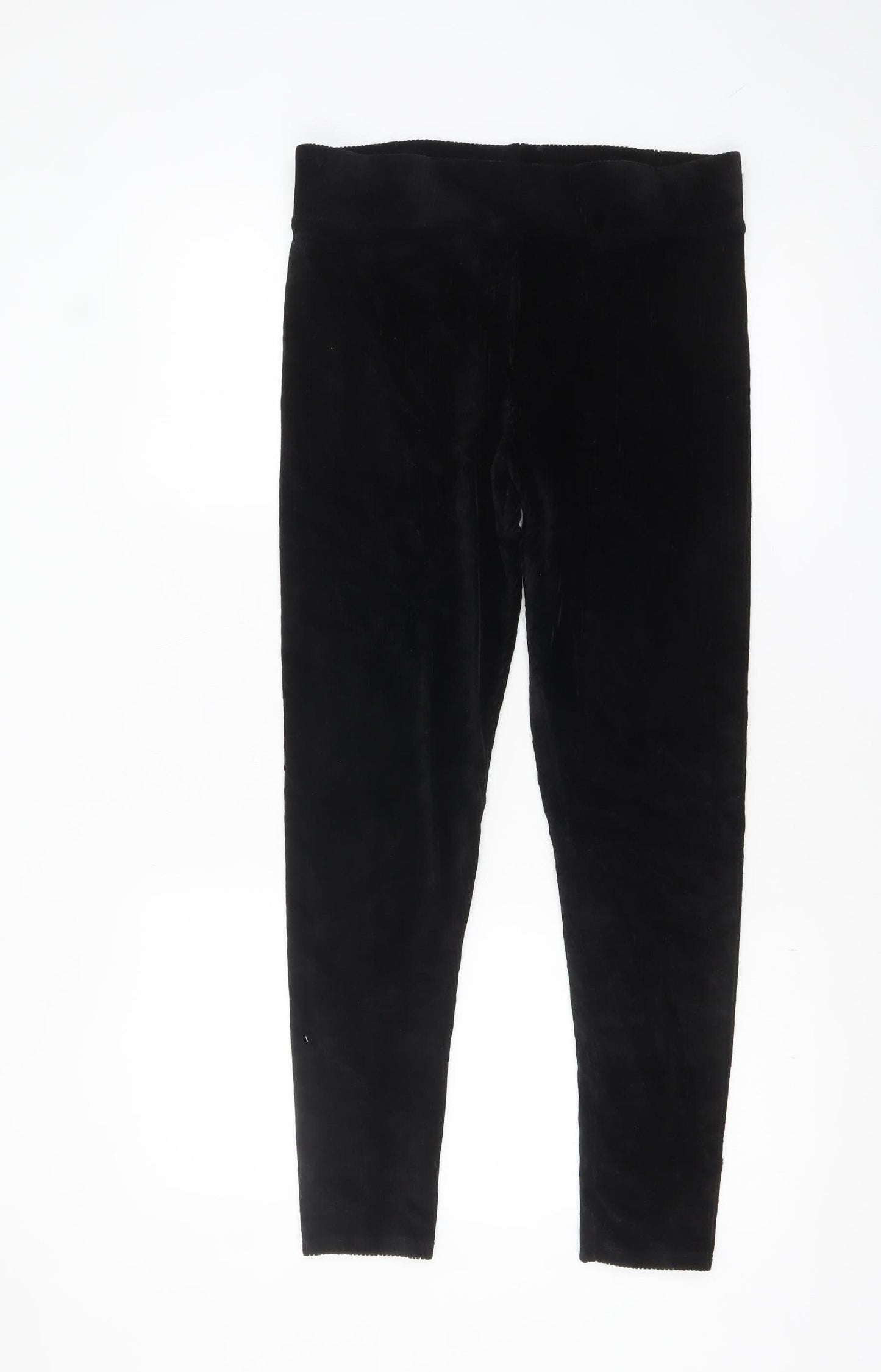 Marks and Spencer Women Black Velvet Leggings Size 12 Regular