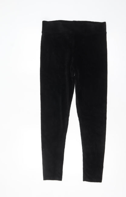 Marks and Spencer Women Black Velvet Leggings Size 12 Regular