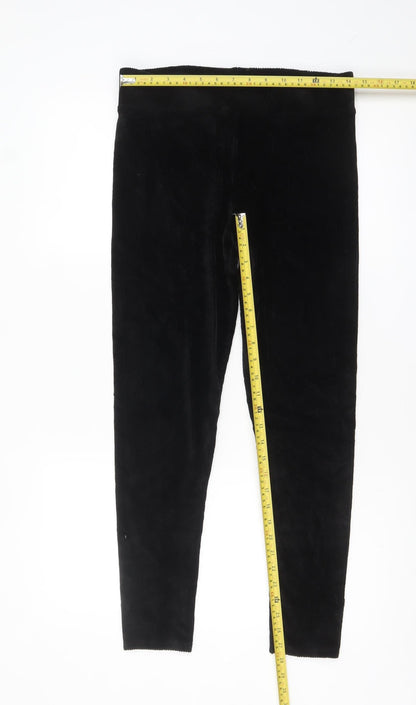 Marks and Spencer Women Black Velvet Leggings Size 12 Regular