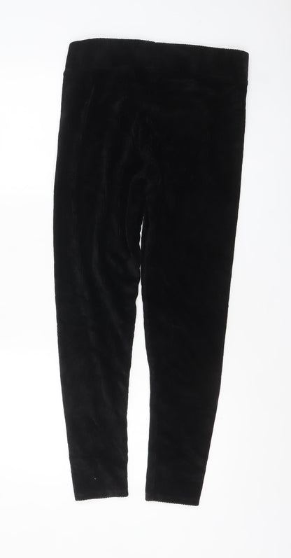Marks and Spencer Women Black Velvet Leggings Size 12 Regular