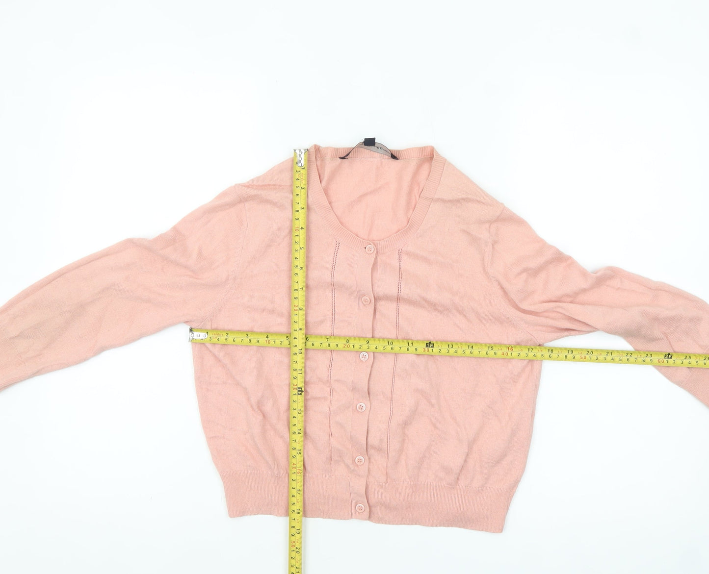 French Connection Women’s Pink Cardigan M Cotton Blend Knit