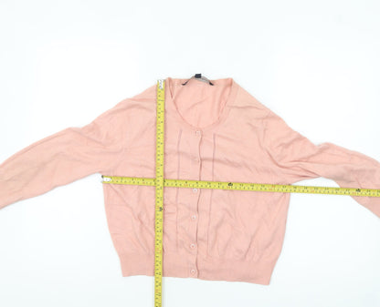 French Connection Women’s Pink Cardigan M Cotton Blend Knit